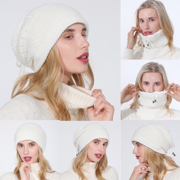 3 in 1 Fleece Lined Beanie Ring Scarf Ponytail Hat - Picture 2 of 16